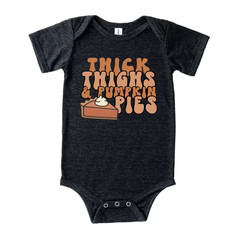 Thick Thighs & Pumpkin Pie Graphic Bodysuit | Dark Grey Heather | Caden Lane