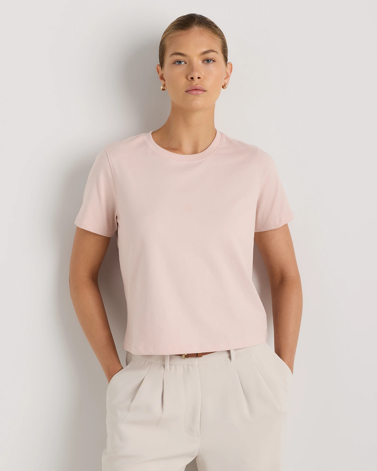 100% Organic Cotton Boxy Crewneck Tee in True Black | Quince