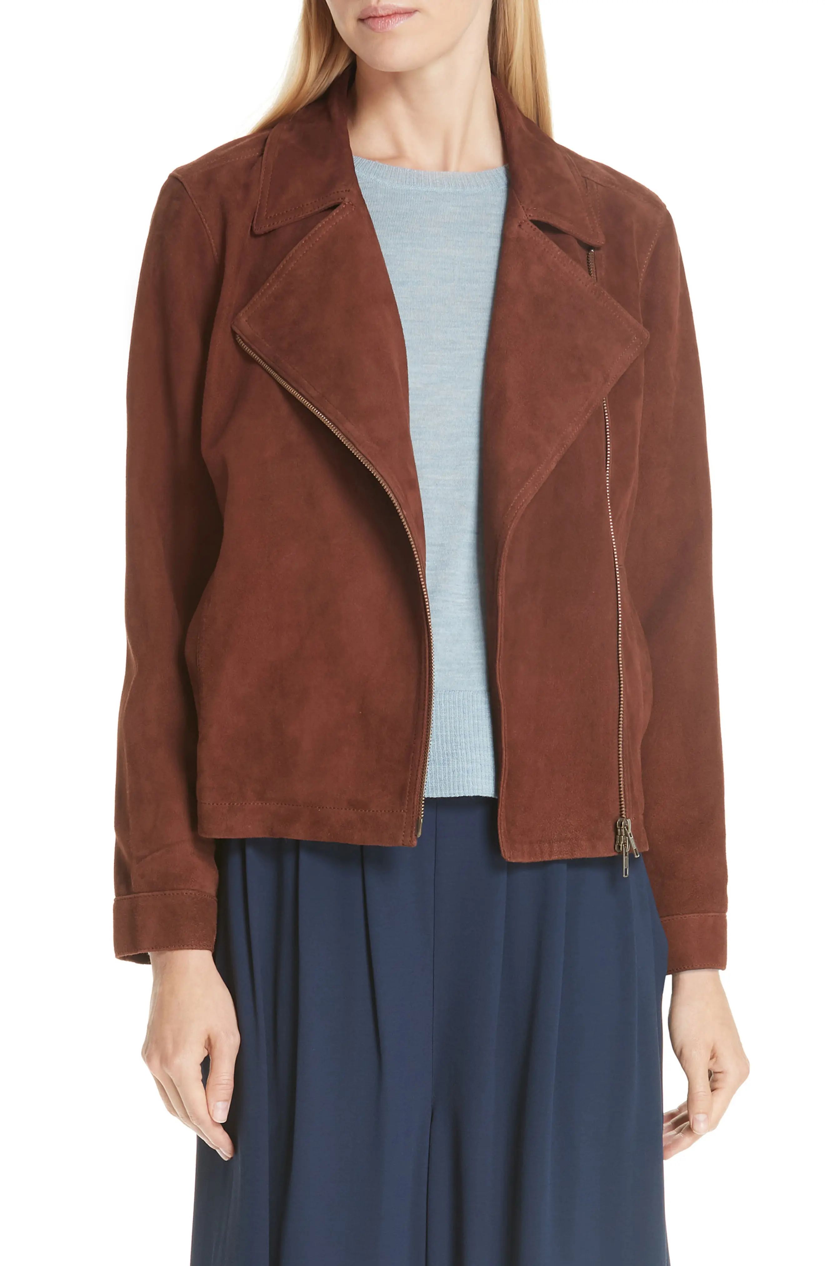 Eileen Fisher Asymmetrical Zip Suede Jacket | Nordstrom