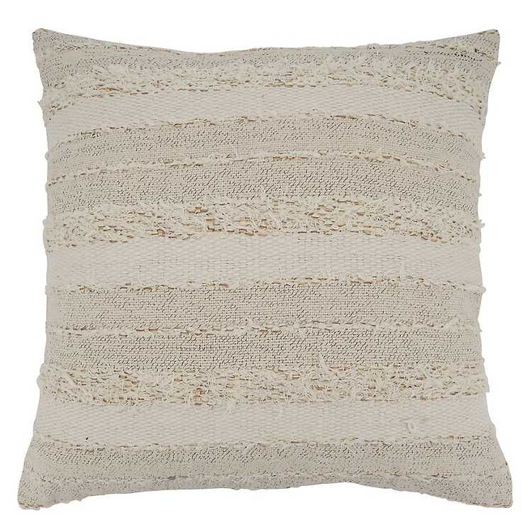 Cream Textured Stripes Decorative Throw Pillow | Kirkland's Home