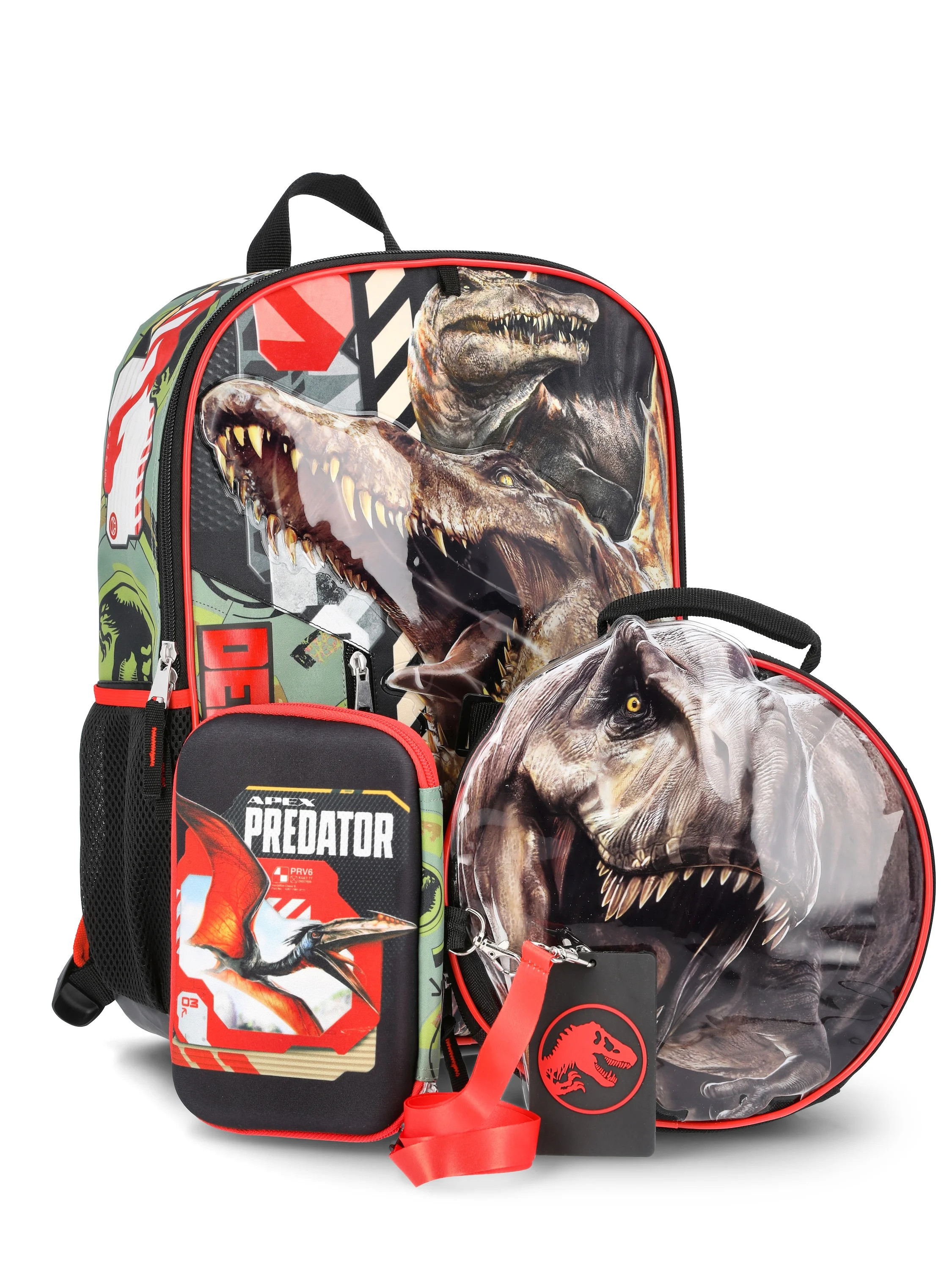Jurassic World Boys 17" Backpack, Lunch Box, Gadget Case, and ID Holder Set, 4-Piece, Black | Walmart (US)