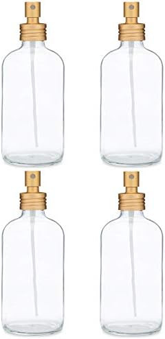 Rail19 Apothecary Clear Glass Mist Bottle - Gold Metal Aluminum Nozzle, 8oz (4 Pack) | Amazon (US)