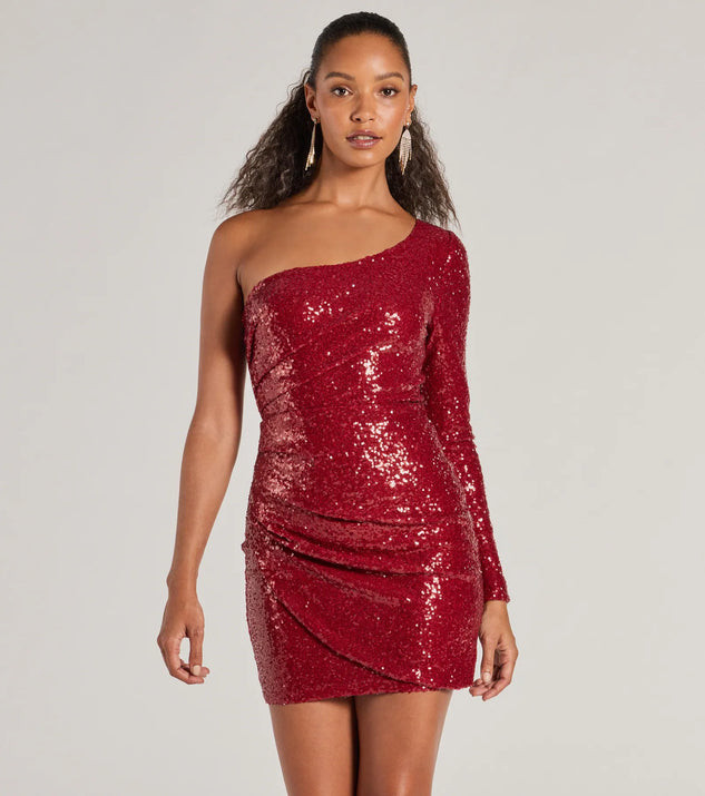 Sandra Sequin One-Shoulder Mini Dress | Windsor Stores
