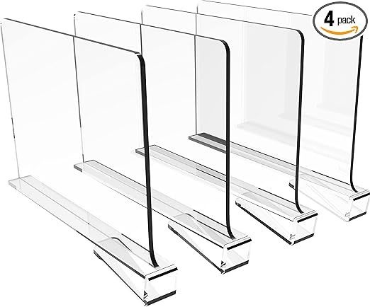 Cq acrylic 4PCS Shelf Dividers for Closets,Clear Acrylic Shelf Divider for Wood Shelves and Cloth... | Amazon (US)