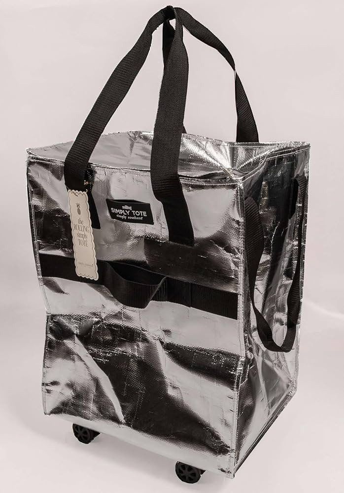 Metallic Rolling Shopping Tote with Handles Perfect Shopping Bag on Wheels for Women, Mothers, Fa... | Amazon (US)