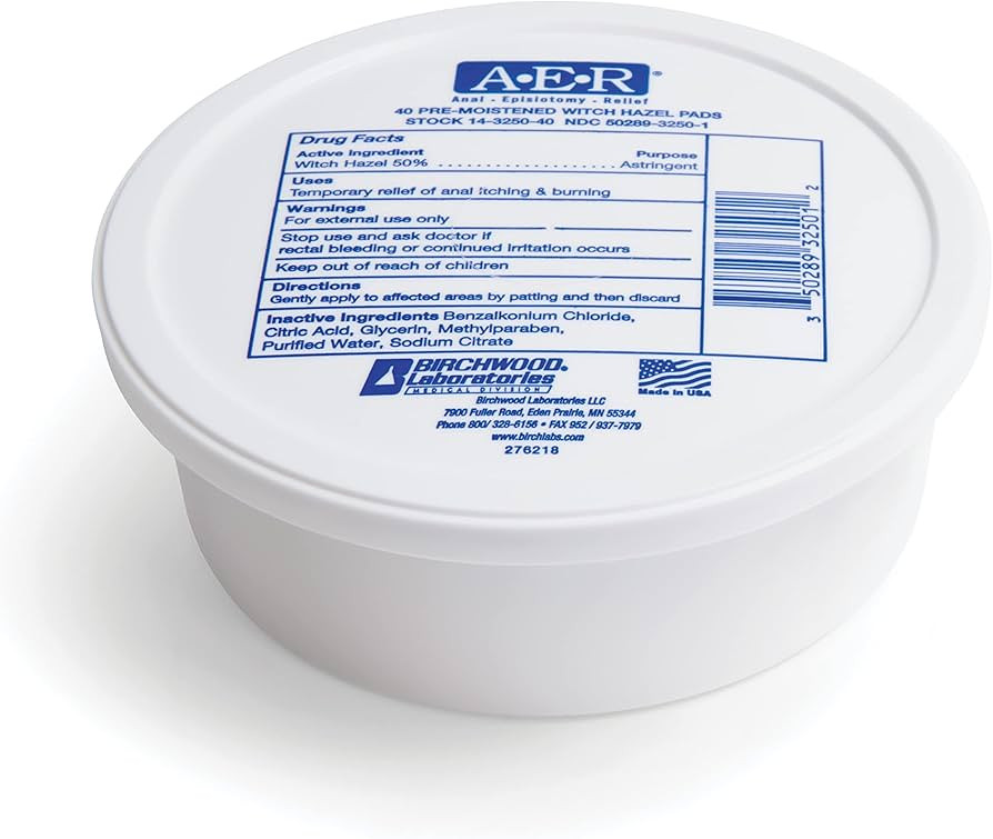 BIRCHWOOD LABORATORIES A-E-R Pre-Moistened Witch Hazel Pads, 40 Count (Pack of 3) | Amazon (US)