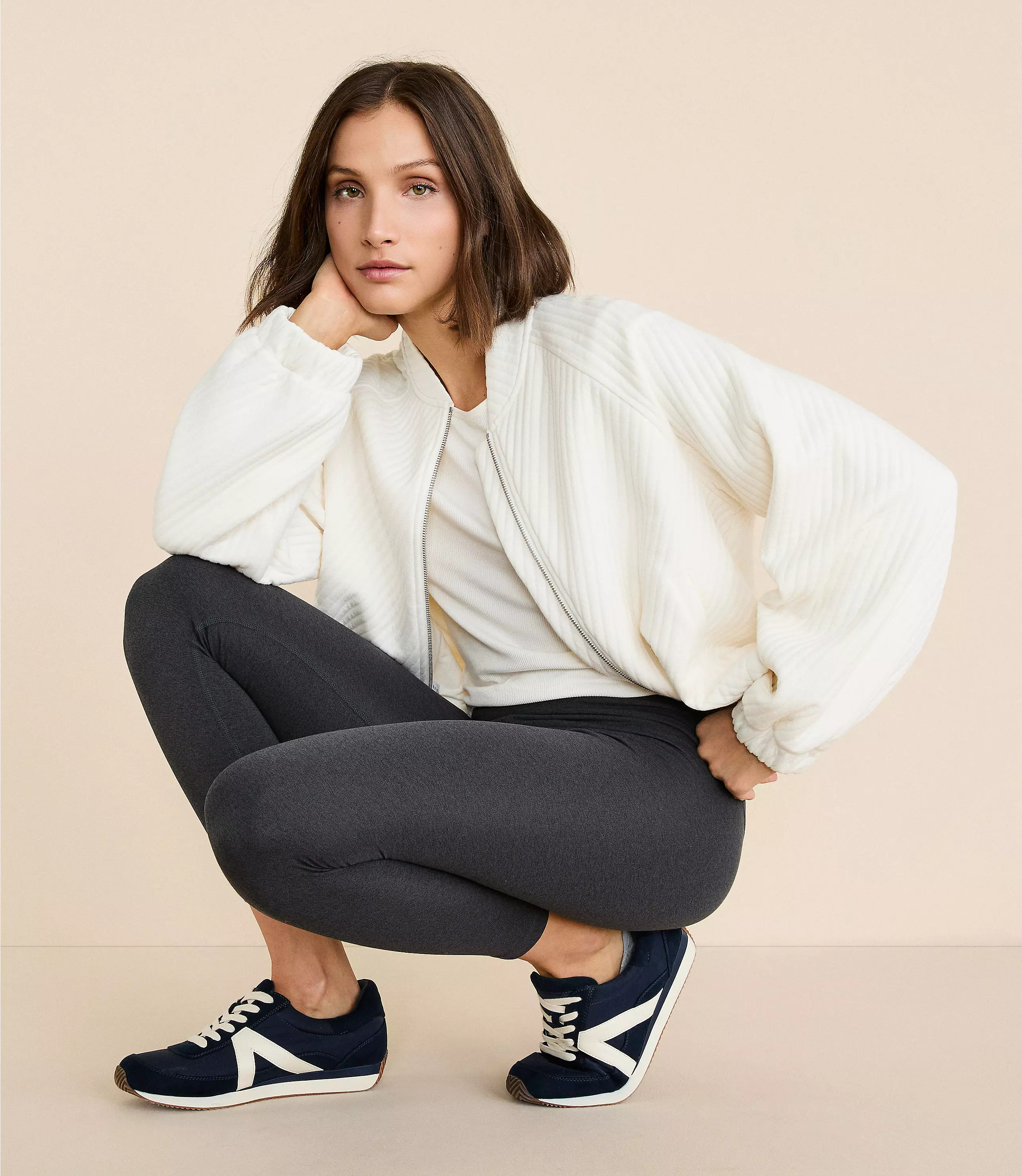 Lou & Grey Heathered Cozy Fleece Back Leggings | LOFT