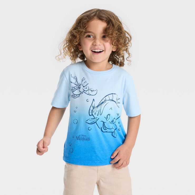 Toddler Boys' The Little Mermaid Flounder & Scuttle Short Sleeve Graphic T-Shirt - Light Blue | Target