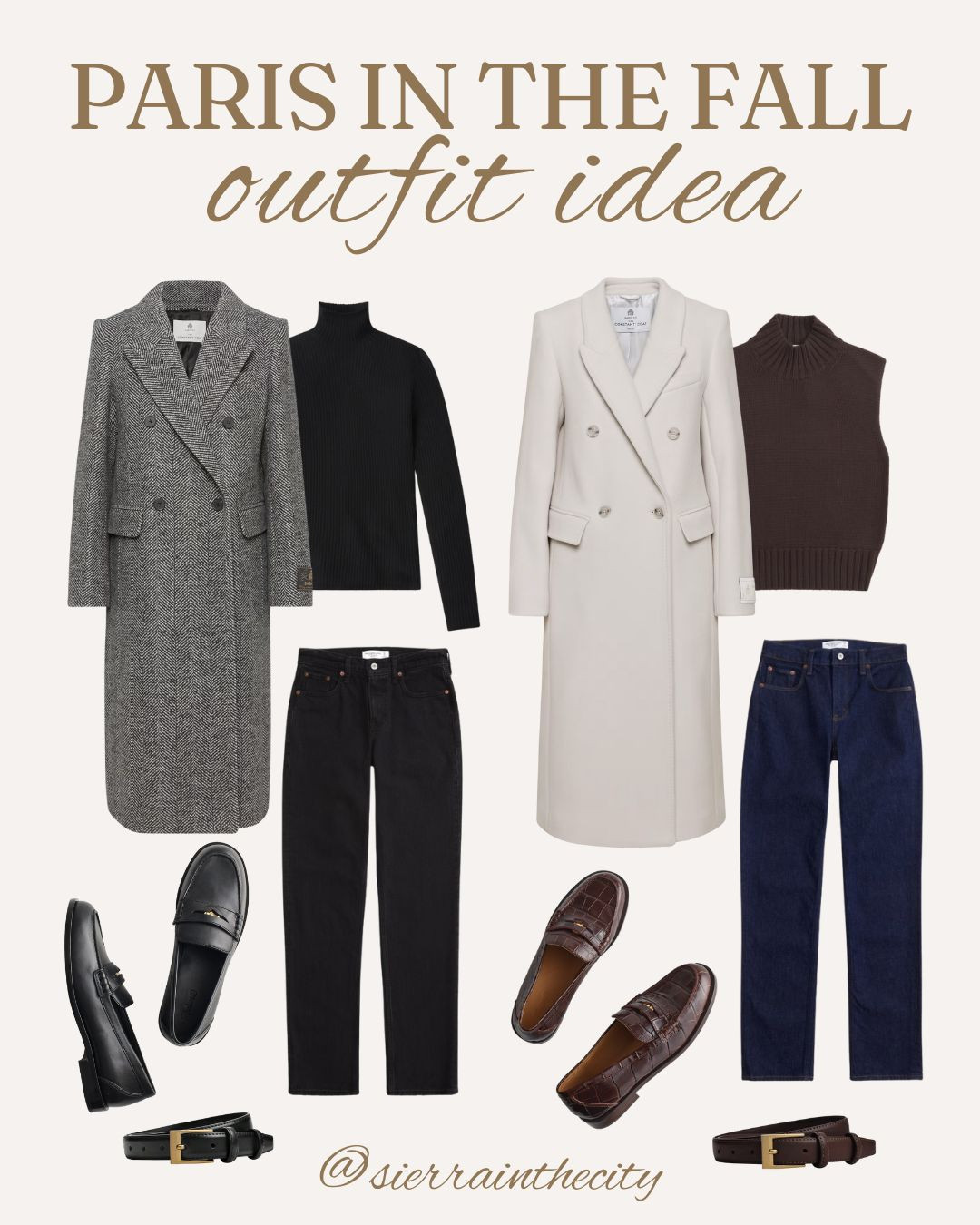 Paris Fall Outfit Idea. Wool coat, turtleneck, straight jeans and loafers.  

 #LTKFallSale #LTKSeasonal #LTKStyleTip