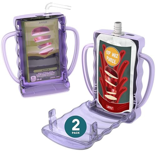 Dinneractive Sip Wiz - Baby Pouch Holder No Squeeze Pouch Food Pouches & Juice Box Holder - Anti-Squeeze Yogurt Pouch Reusable Toddler Essentials 2 Pack | Amazon (US)