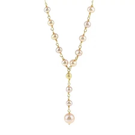 Jewelmak 14k Yellow Gold Natural Pink Pearl Y Necklace 17 for Women Fine Jewelry - Gift for Wedding  | Walmart (US)