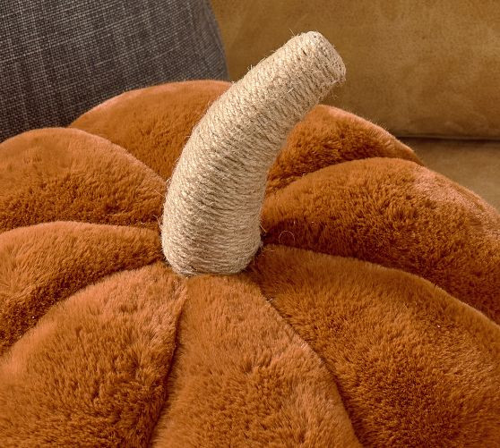 Faux Fur Pumpkin Shaped Pillow | Pottery Barn (US)