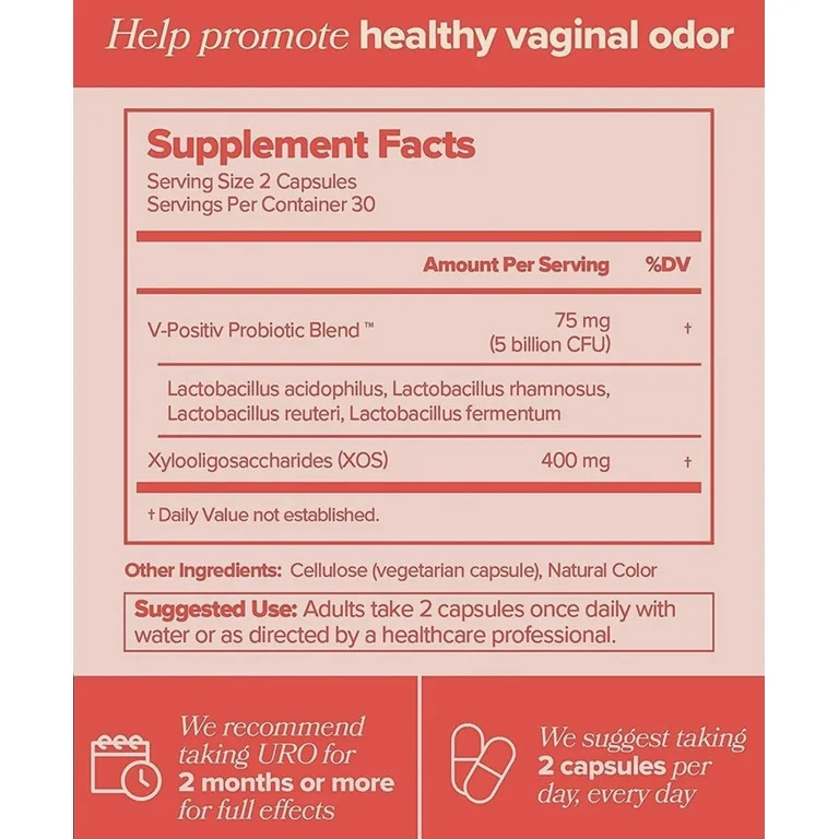 URO Vaginal Probiotics for Women pH Balance with Prebiotics Lactobacillus Blend -Promote Healthy ... | Walmart (US)