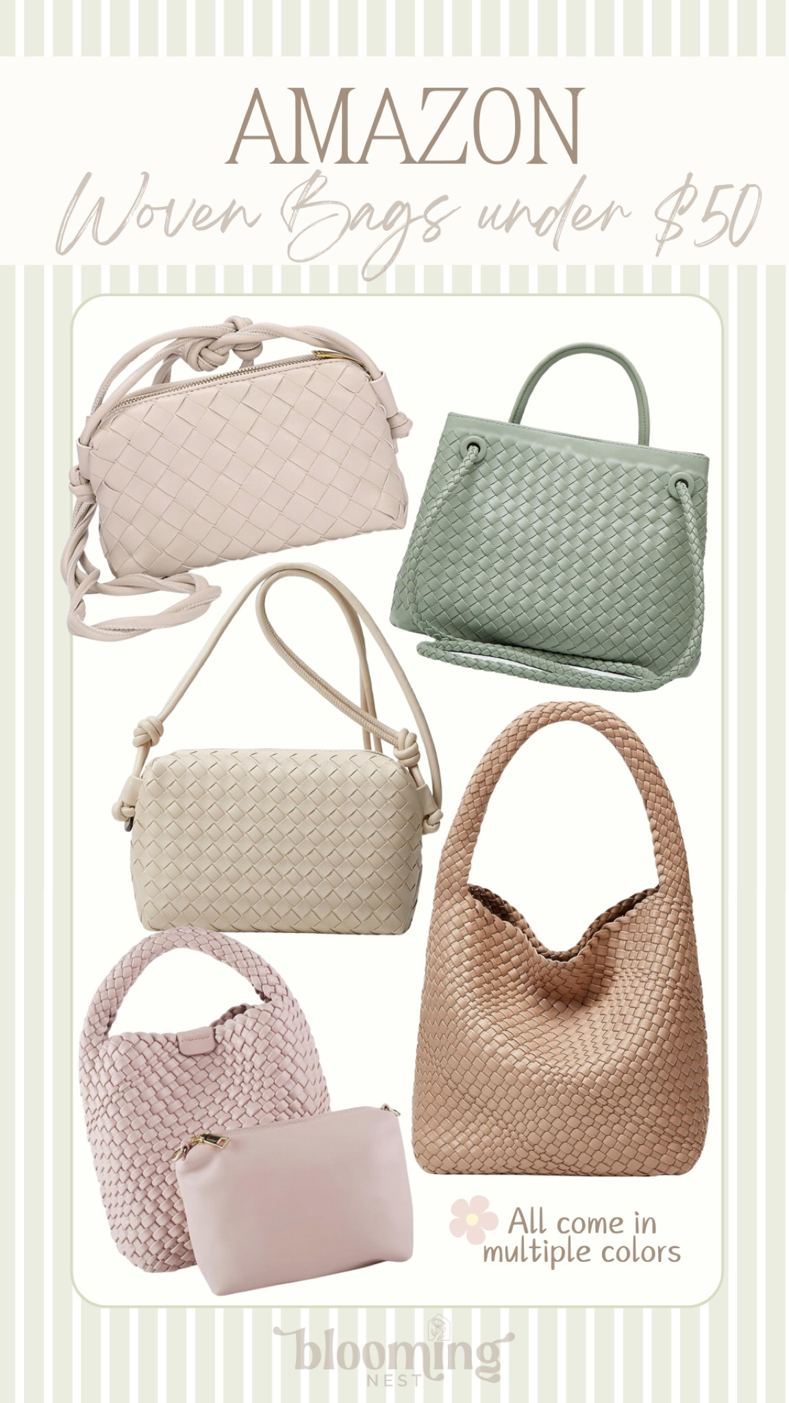 Amazon woven bags under $50! All come in great colors. 

THEBLOOMINGNEST woven purse spring summer fashion 

#LTKItBag #LTKStyleTip #LTKFindsUnder50