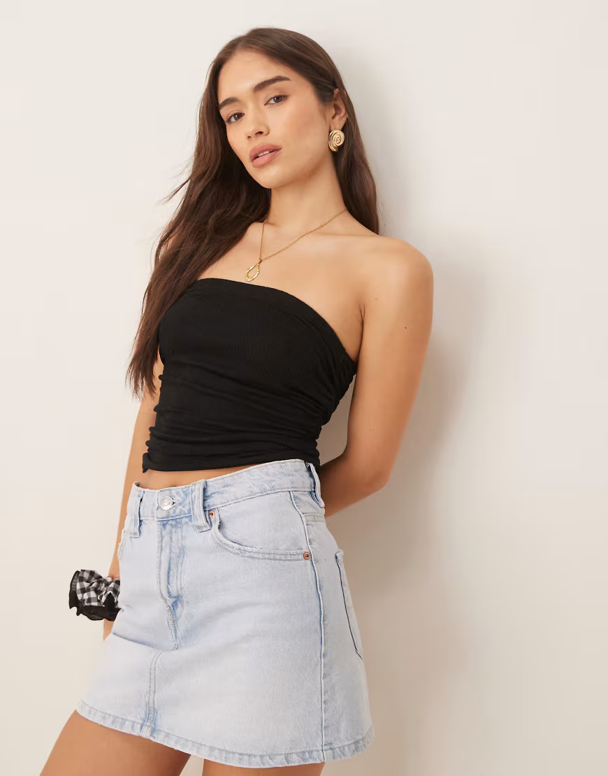 ASOS DESIGN crinkle bandeau top in black - part of a set | ASOS (Global)