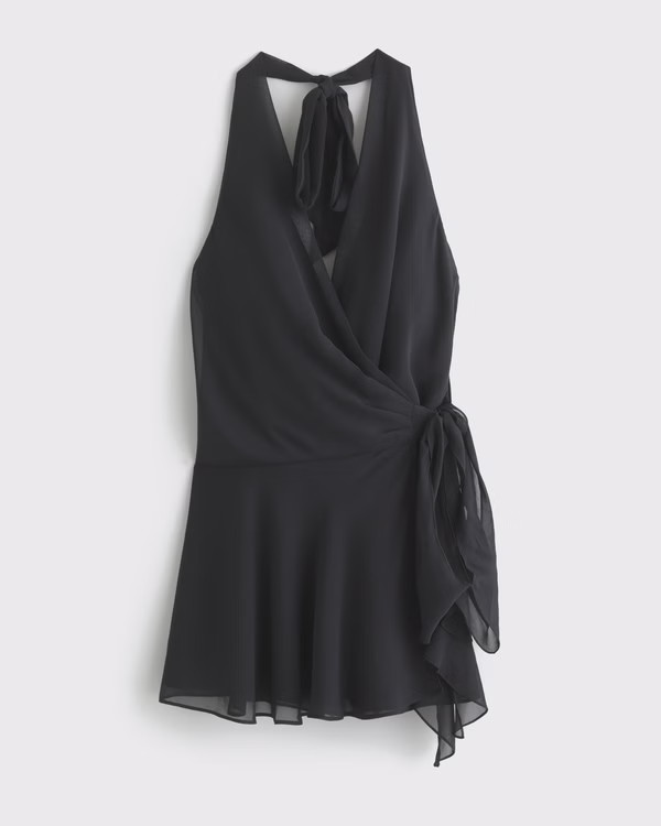 Draped Halter Mini Dress | Abercrombie & Fitch (US)