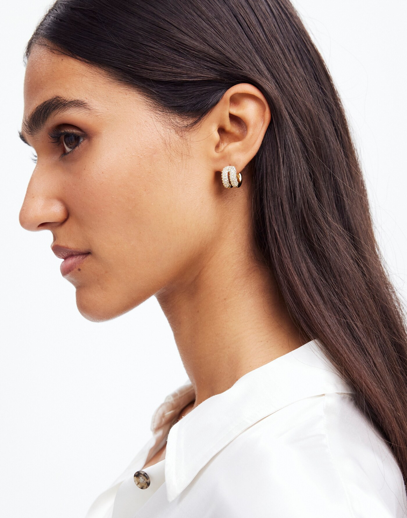 Pavé Double Huggie Hoop Earrings | Madewell