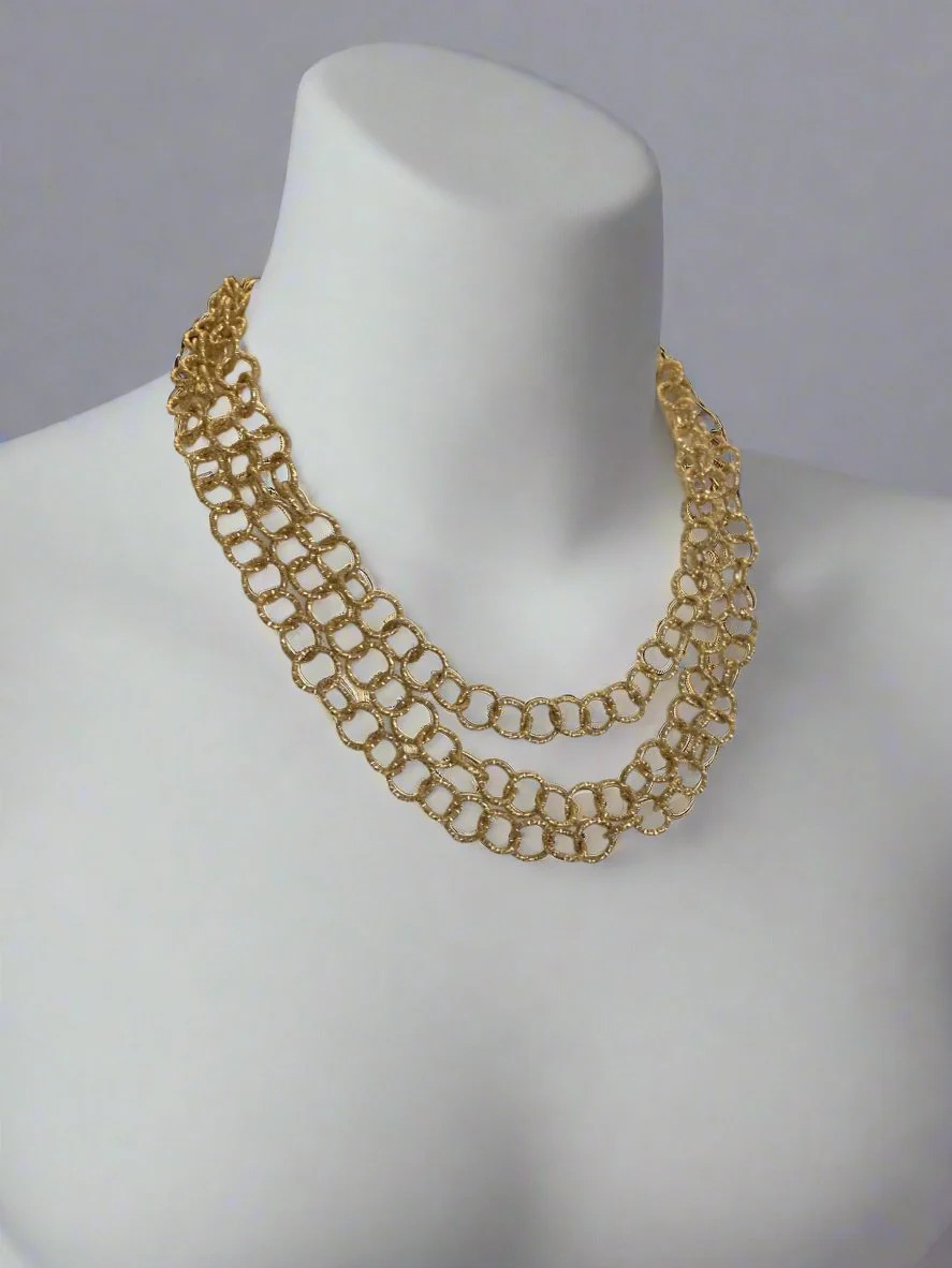Ines Dainty Layered Circle Chain Gold Necklace | Benaar La