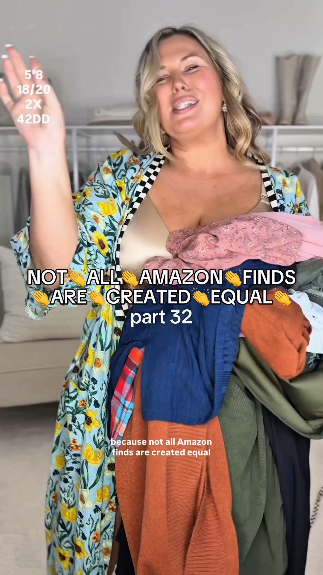 Amazon haul! Sized up to a 3x in the black skirt, sized up to a 4x in the flannel, 2x in the tank, 3x in the jeans, navy top is a 3x, 2x in the pink blouse and 3x in the black pants. Plus size, outfit inspo, fall fashion, apron belly, mom life