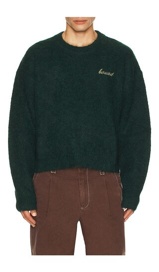 Bound Dexter Cropped Alpaca Knit Sweater in Dark Green. - size XL/1X | Revolve Clothing (Global)
