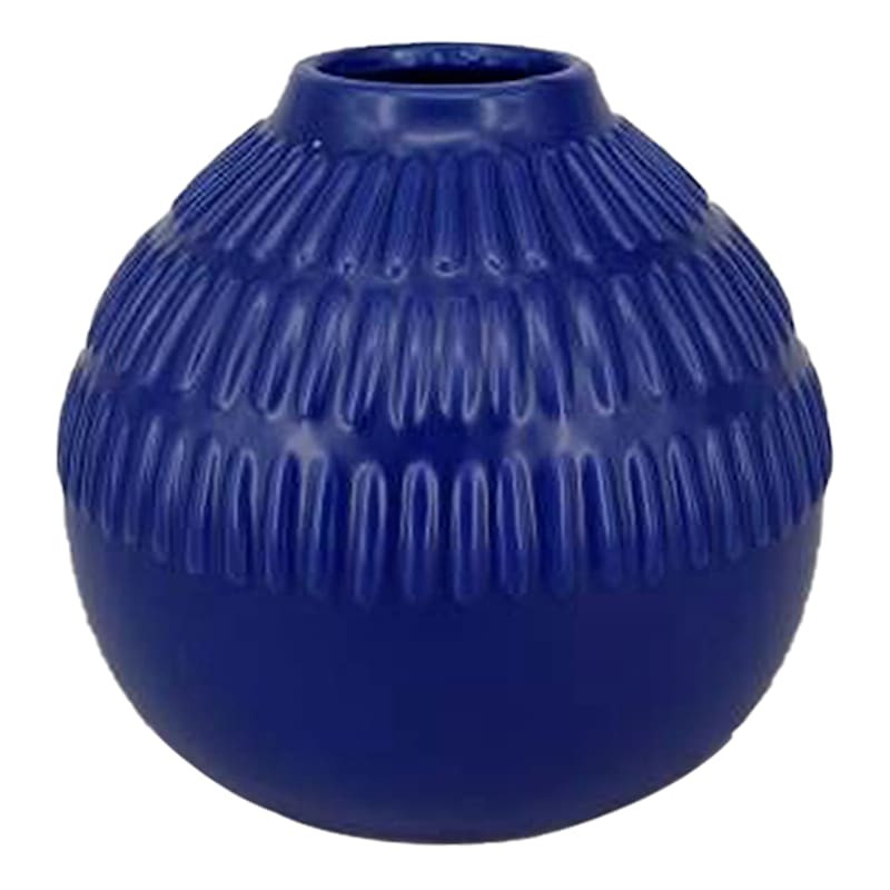 6X5 Blue Creamic Bevel Vase | At Home