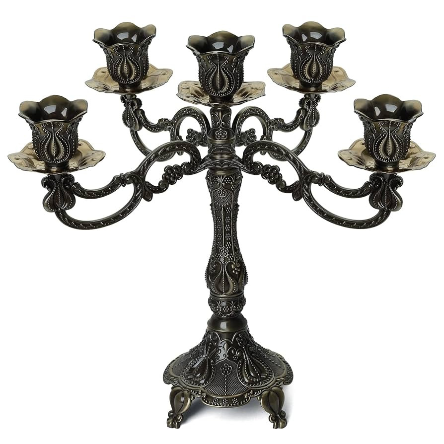 5-Candle Metal Candelabra 10.3 Inch Tall Candlestick Candle Holders for Home Decor Wedding Christ... | Amazon (US)