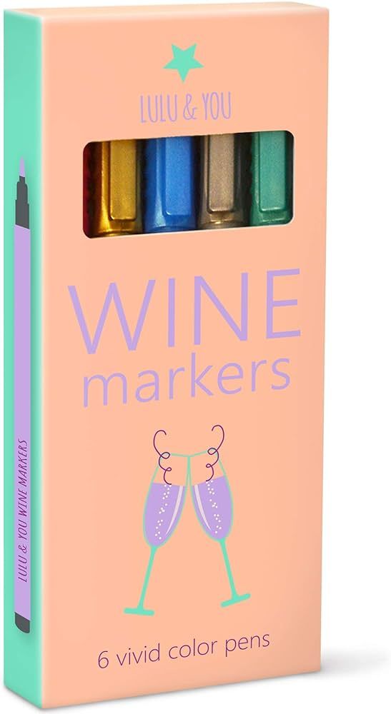 LuLu Wine Glass Markers - Metallic Colors 6 Pens Pack - Wine Charms Alternative | Amazon (US)
