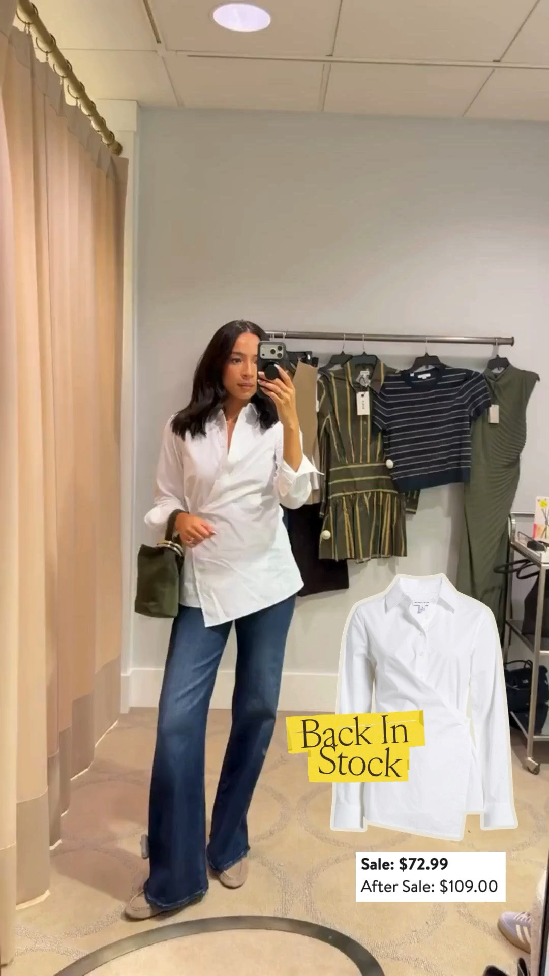 The closet staple I didn't know I needed! Perfect for work outfits or date night! Wearing size S wrap button-up shirt - also comes in light blue and under $100, jeans fit tts 

fall fashion, fall outfit, nsale, nordstrom sale, nordstrom anniversary sale, nordstrom sale outfit, sale outfit, fall shoes, business casual workwear, teacher outfits, back to school clothes, casual outfit, casual chic outfit, mother jeans, designer jeans, date night outfits

#LTKSeasonal #LTKWorkwear
