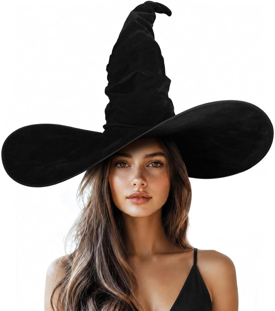 UQJE Ruched Witch Hat for Women, Large Halloween Costume Hat | Amazon (US)