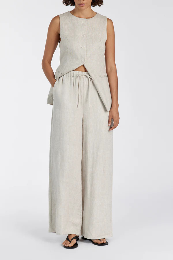 GINA NATURAL LINEN WAIST PANT | DISSH