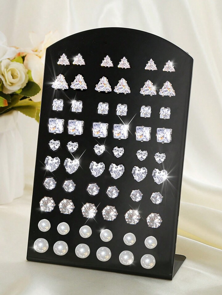 24-30pcs/Set Fashionable & Exquisite Bling Bling Imitation Faux Pearl Heart, Geometric Triangle S... | SHEIN