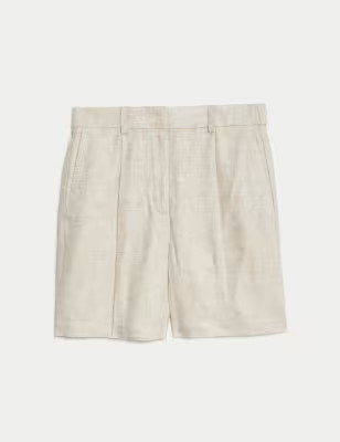Linen Blend High Waisted Pleat Front Shorts | M&S Collection | M&S | Marks & Spencer IE