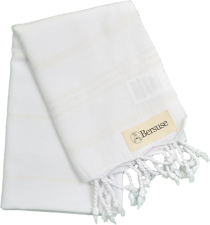 Bersuse 100% Cotton Anatolia Turkish Hand Towel, 23 x 43 Inches, White | Amazon (US)