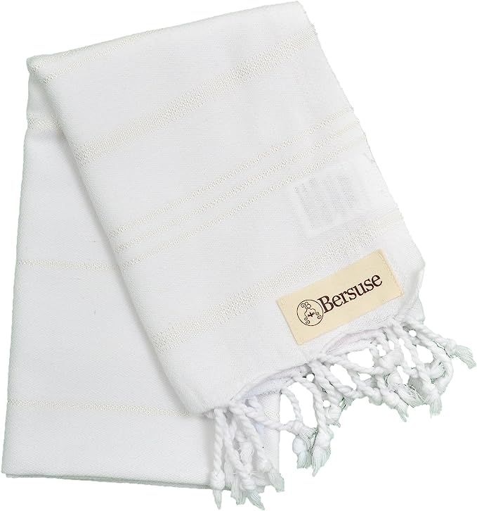 Bersuse 100% Cotton Anatolia Turkish Hand Towel, 23 x 43 Inches, White | Amazon (US)