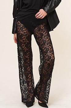 Women Sexy Lace See Through Pants Sheer Mesh Low Waist Stretchy Slim Trouser Hollow Out Skinny Le... | Amazon (CA)