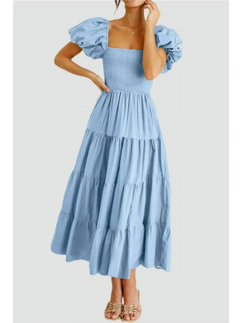 PRETTYGARDEN Women's Summer Hollow Out Halter Dresses Casual Sleeveless A-Line Tiered Swing Sundr... | Walmart (US)