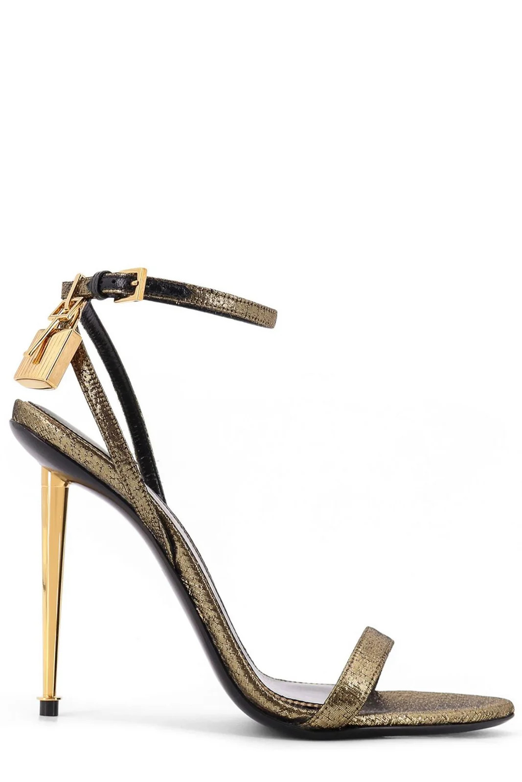 Tom Ford Hammered-Effect Padlock Pointy Sandals | Cettire Global