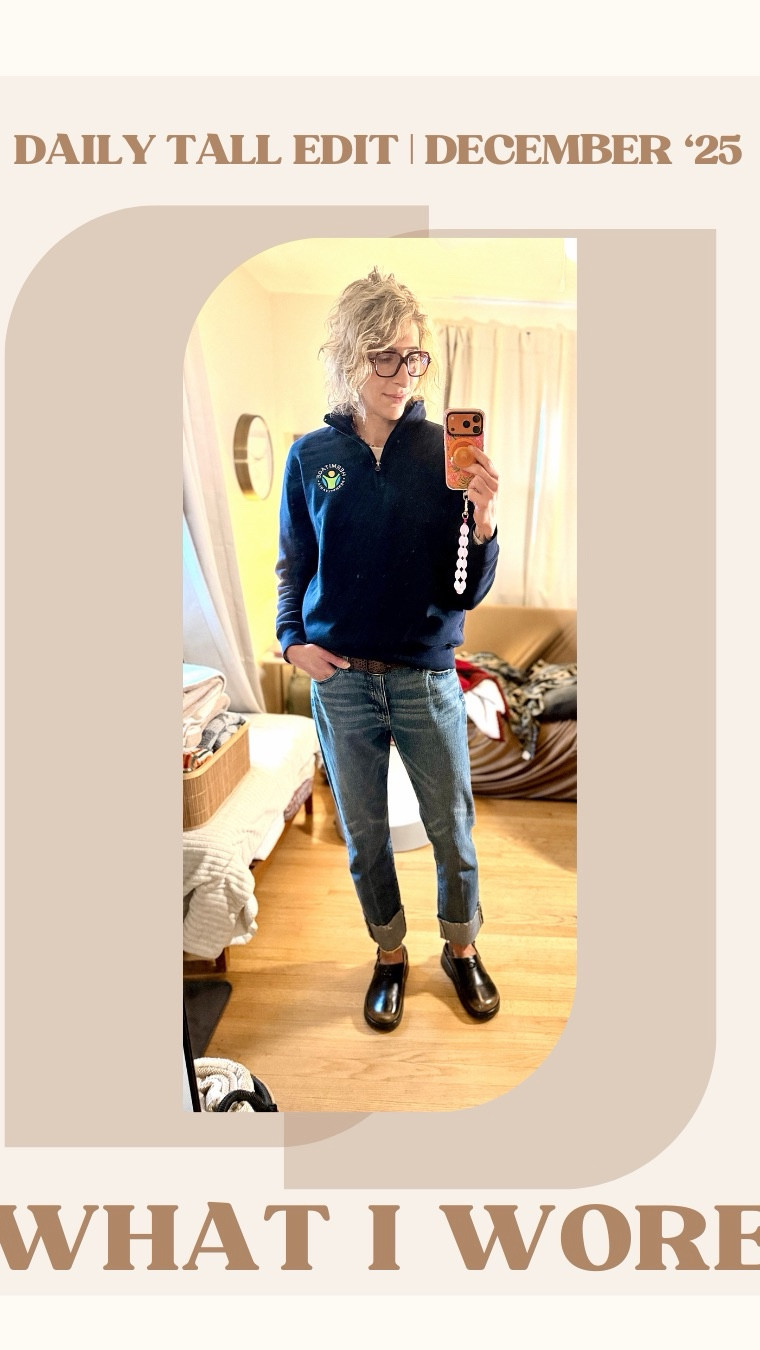 My Daily Tall Edit | Casual Friday Layers & Winter Jacket Wish List
What I’m wearing. What I bought. What I’m eyeing next.
👗 Wearing:
Casual Friday uniform: a quarter-zip sweatshirt (this one’s from work, but I’ll link my favorites).
I paired it with my Banana Republic cuffed straight-leg pants — ankle length, lower rise, and perfect for adding a belt. The belt I wore is a 20-year-old American Eagle leather one from high school… proof that buying well-made pieces pays off.
These jeans were once too big but now fit, which is why I keep multiple denim sizes on hand.
Finished the outfit with my Coach leather clogs. Extremely comfortable, faded toe, very 90s — I’ve worn them nonstop.
🛍️ Purchased:
• Bernardo studded pointed-toe boots — tiny square heel (ankle-friendly), pointed toe that works perfectly with wide-leg pants, and the studs add a little extra personality.
• Tractor Supply rooster sweater — random but such a good find. Great quality. I sized up to an XL for a relaxed fit.
🛒 In My Cart:
• L.L.Bean fleece snap-close jacket in golden curry — waiting for a good sale.
• Free People Orion jacket — oversized, cinchable, retro varsity energy, and plaid.
📏 For reference: I’m 6'3” with a 36” inseam.


#LTKSaleAlert #LTKTravel #LTKTall