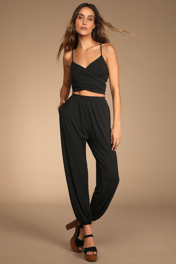Doin' it Right Black Wrap Two-Piece Jumpsuit | Lulus (US)