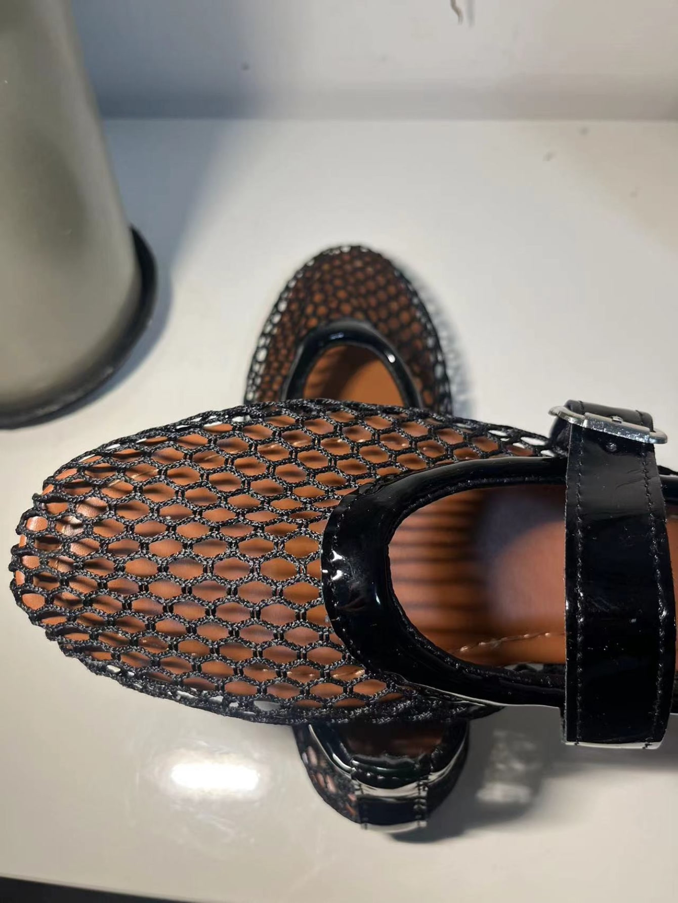 Fashionable Mesh Cut-Out Ballet Flats For Women With Shallow Mouth, Round Toe, Buckle Closure, An... | SHEIN