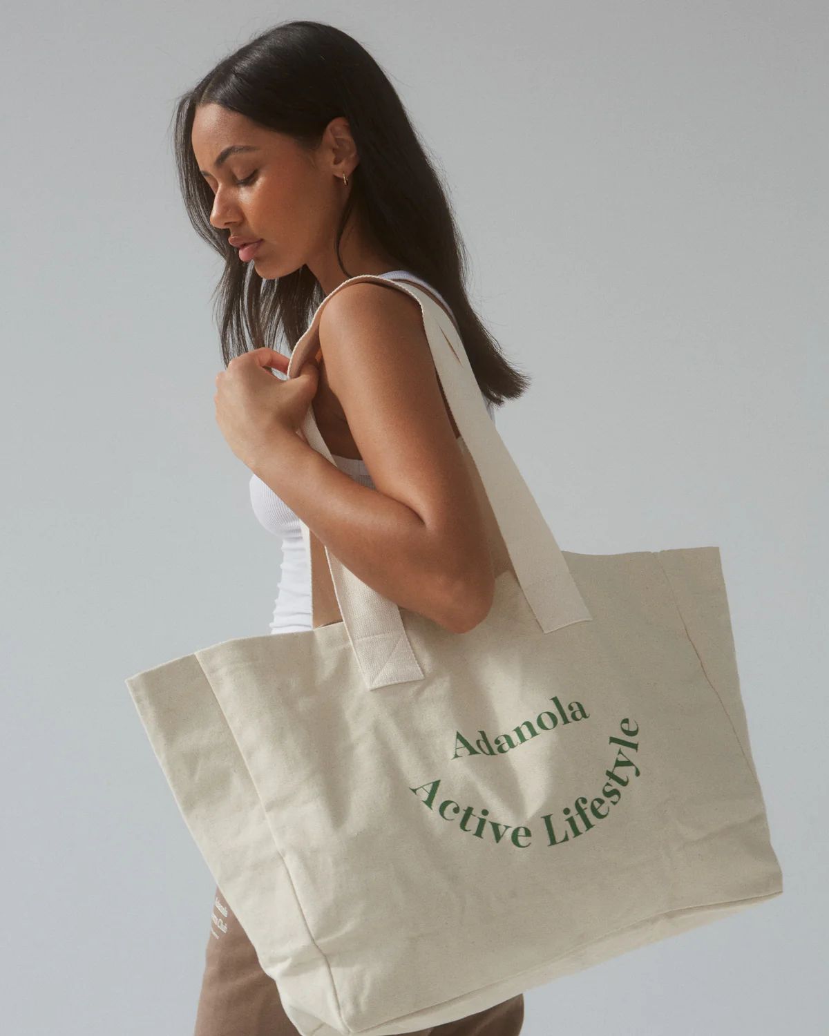 Active Lifestyle Tote Bag - Cream/Green | Adanola UK