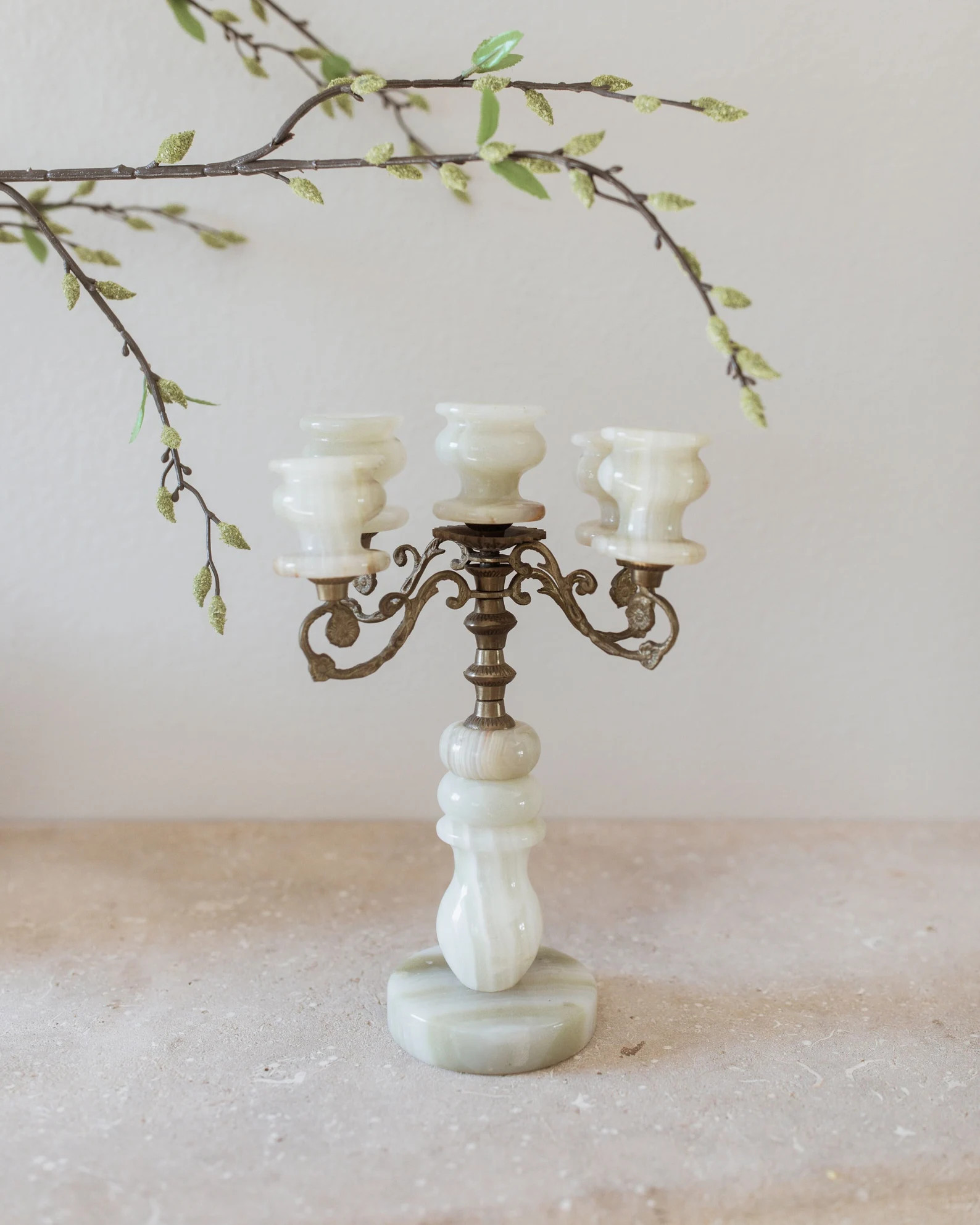 Jade Onyx and Brass Candelabra, 5-arm Candlestick Holder | Etsy (US)