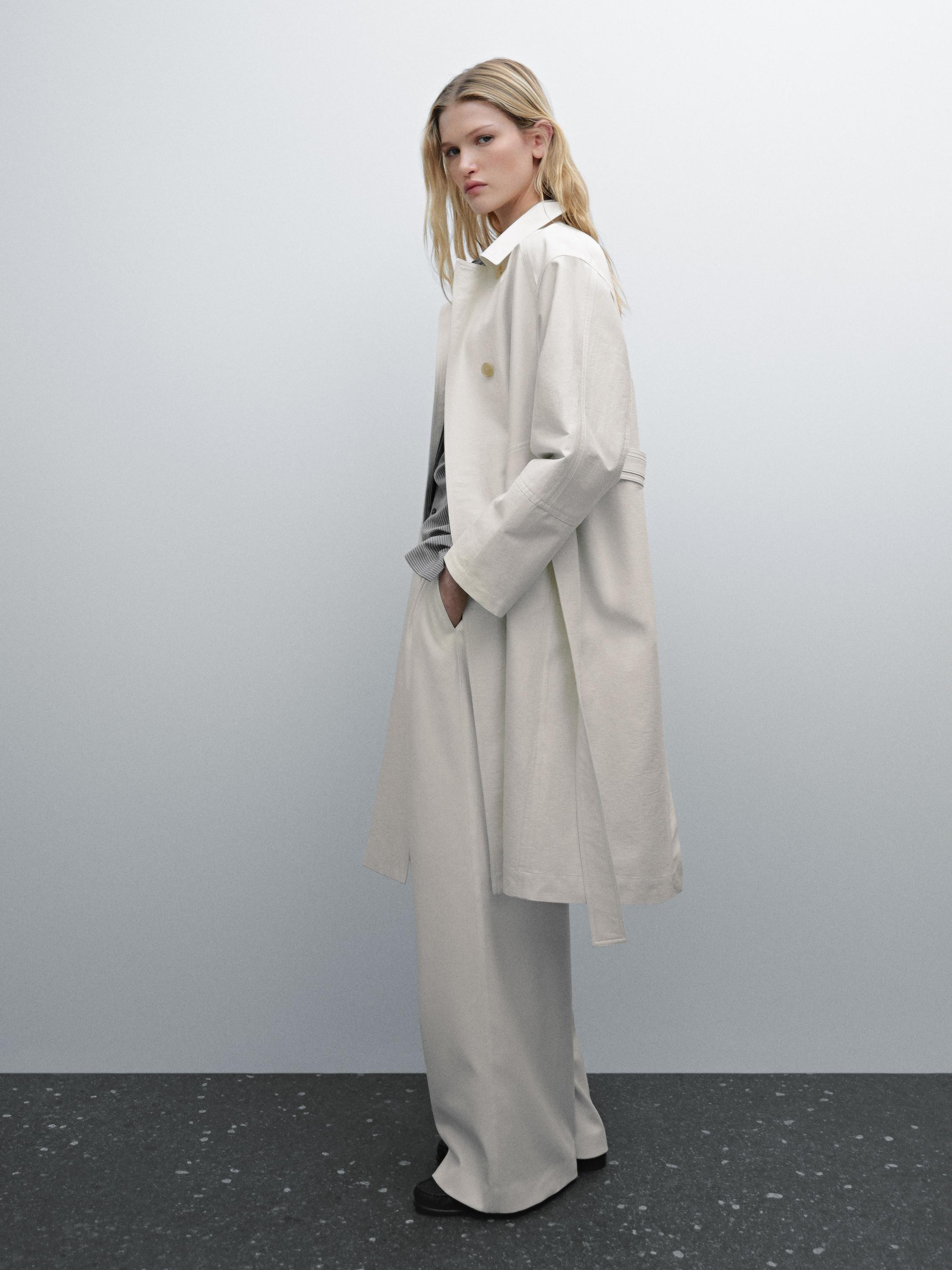 Cotton blend trench coat | Massimo Dutti US