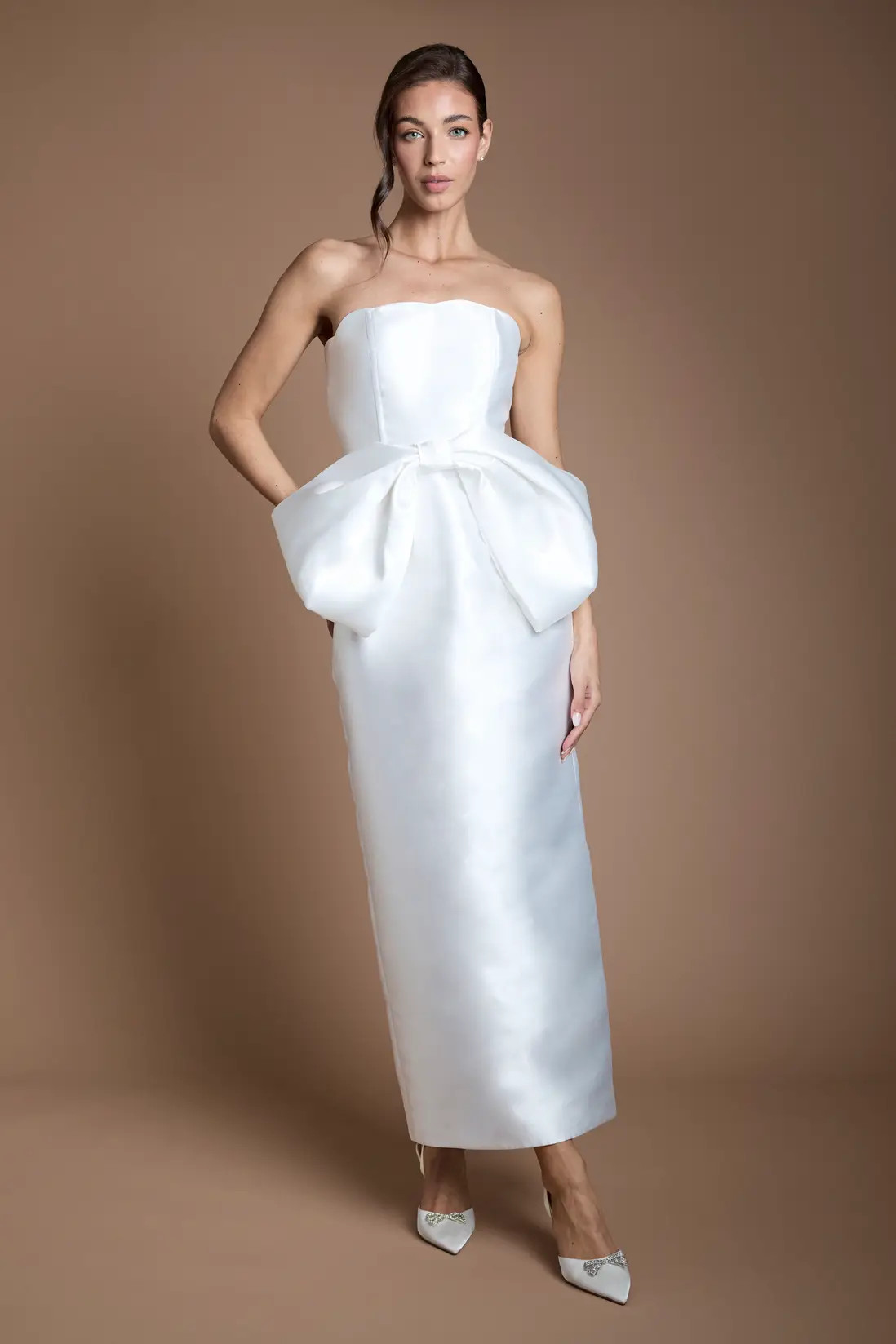Statement Bow Scallop Wedding Dress | Karen Millen