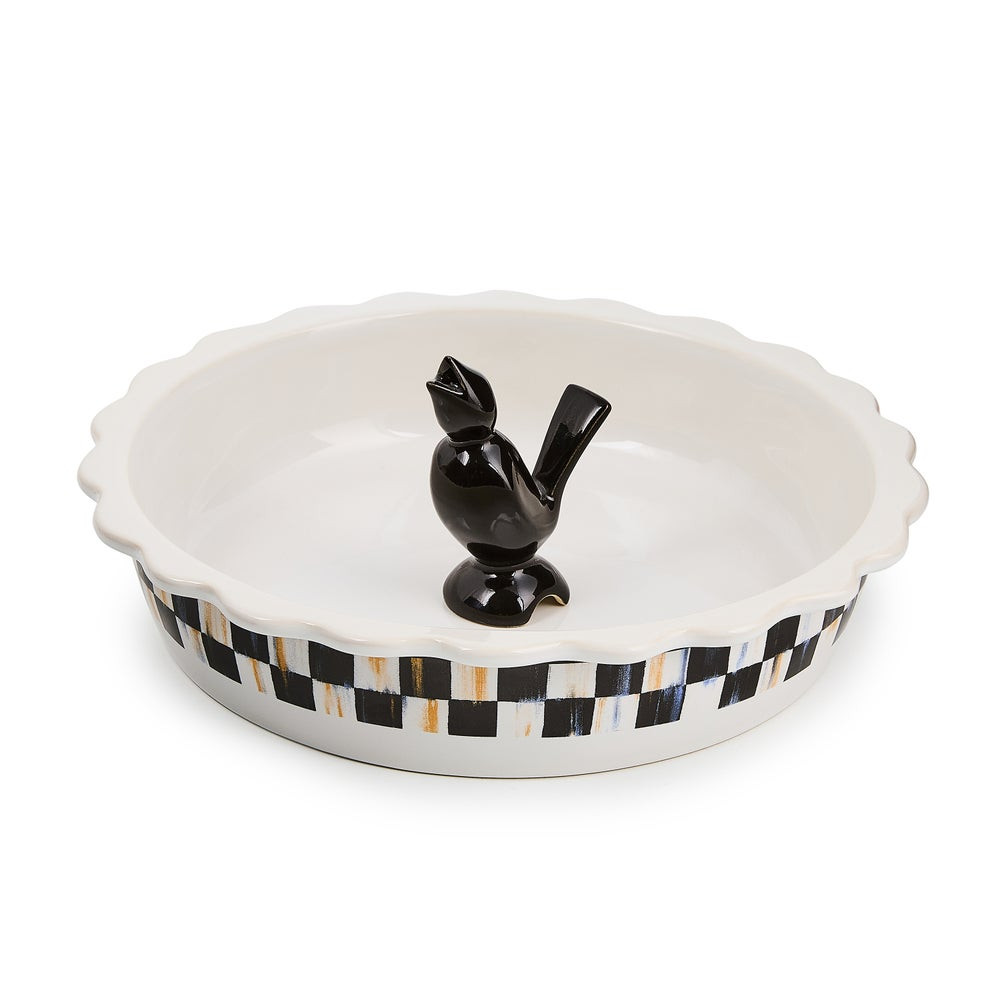 Courtly Check Everyday Pie Plate with Pie Bird | MacKenzie-Childs