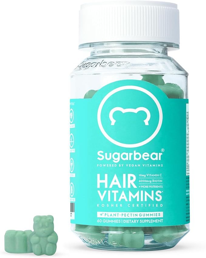 Sugarbear Hair Vitamins Extra Strength Biotin 6000mcg, Vitamin C, E, Coconut Oil, Zinc, Folic Aci... | Amazon (US)