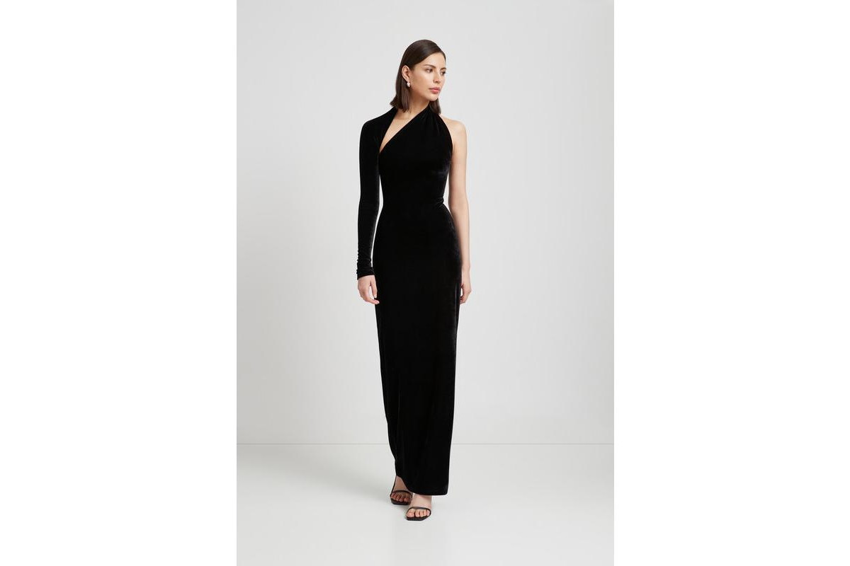 Marcella Women's Manhattan Velvet Slit Gown - Black velvet | Macy's