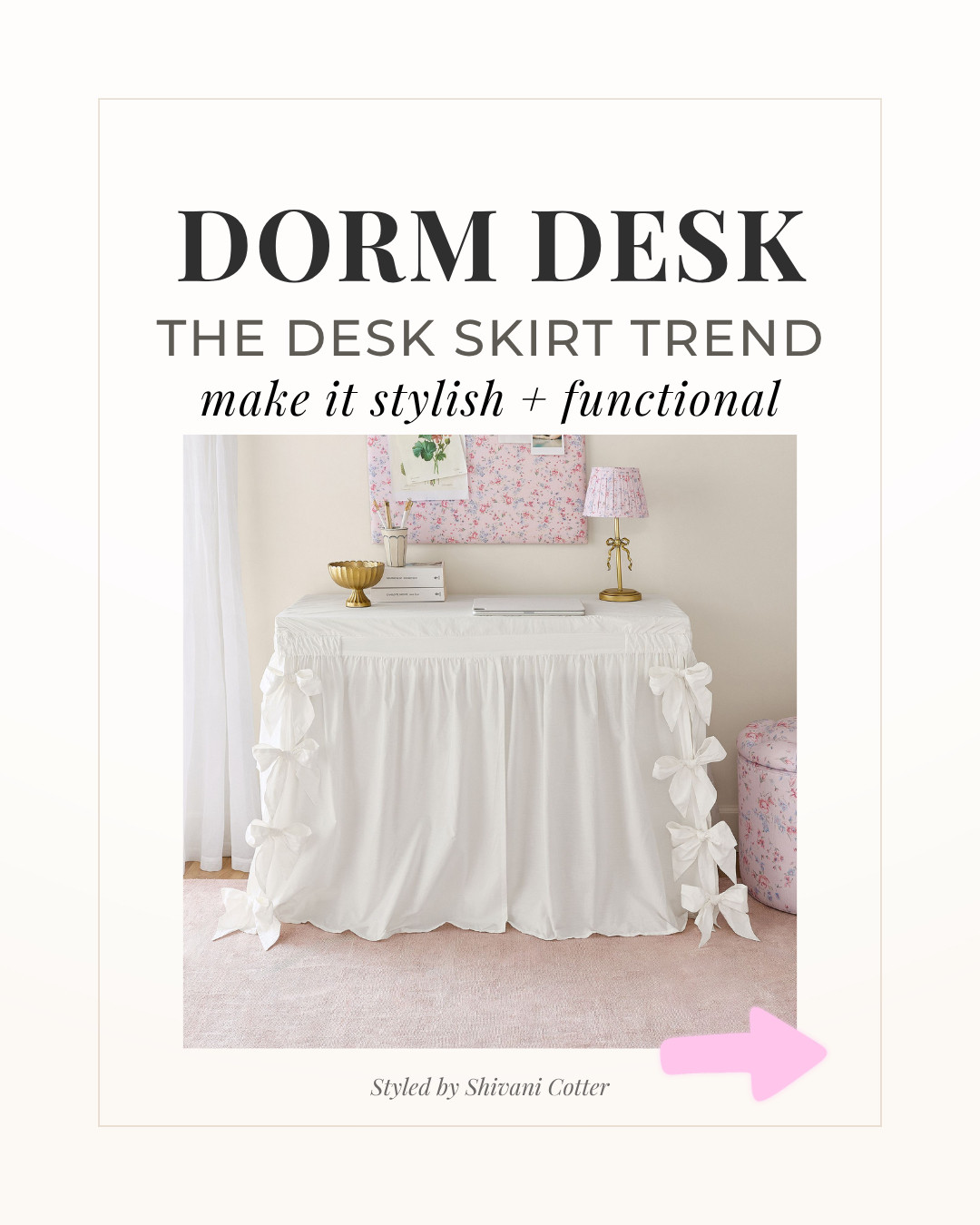This dorm desk skirt trend dominated dorm reveals on social media last year, and are more popular than ever! I wasn't a fan until I saw how cute they were in person, and how great they look, while keeping storage essentials tucked away.

#dormdesk #deskstorage #dormdecor #dormstorage

#LTKHome #LTKfoodie