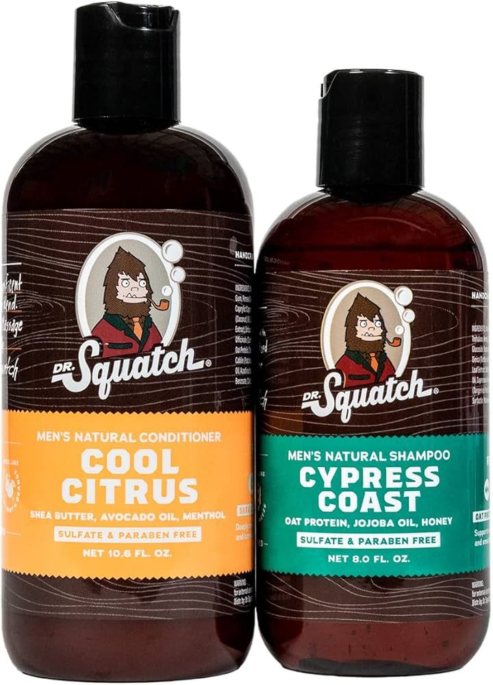 Dr. Squatch Citrus & Cypress Men's Shampoo + Conditioner Hair Bundle - Keeps Hair Looking Full, H... | Amazon (US)