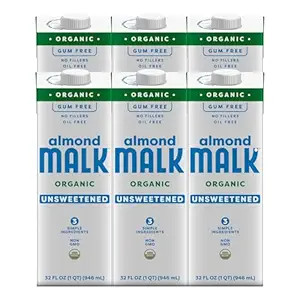 Malk Organic Unsweetened Almond Milk - 32 fl oz - 6 pack - Non GMO, Whole 30 approved, Dairy Free... | Amazon (US)